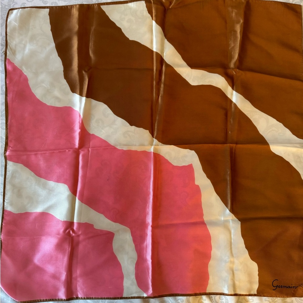 Designer Germaine Brown & Pink square Scarf